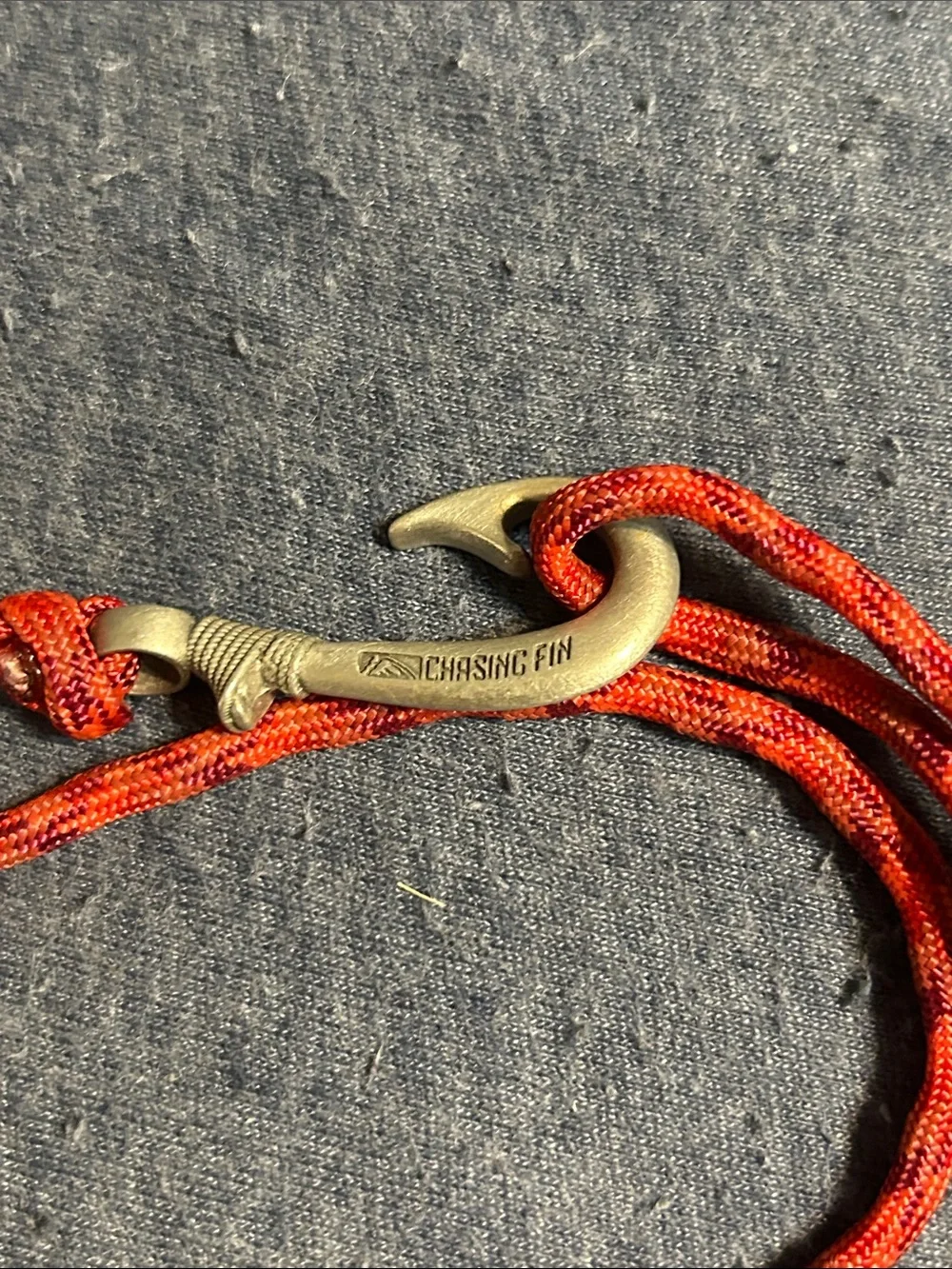 Braided Red Cord Bracelet with Metal Fish Hook Clasp